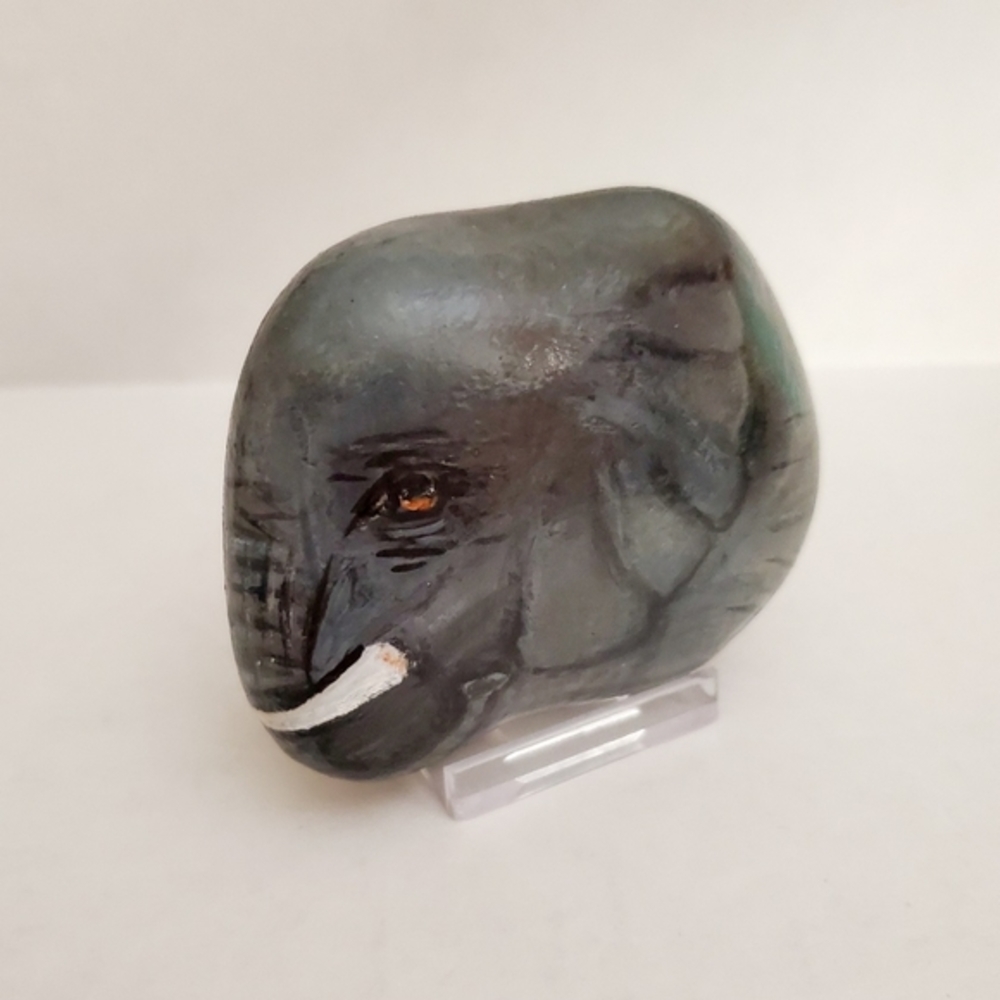 Painted Elephant Rock, Animal Pet Rock, Hand painted Pet Stone, Cute Elephant